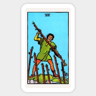 Card #28 - Seven Of Wands - Rider Waite Smith Tarot Sticker